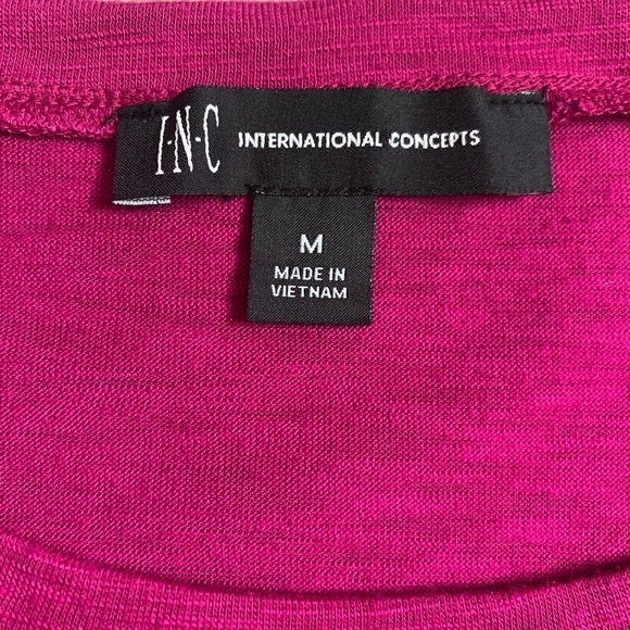 INC International Concepts Top Blouse Women Pink Puff Sleeve Size Medium - Picture 7 of 10